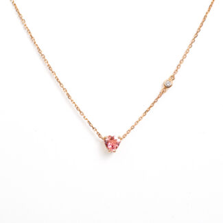 Náhrdelník srdíčko - růžové zlato, turmalín