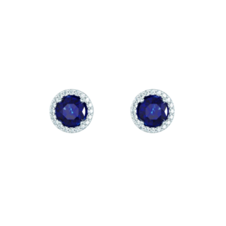 Náušnice Chantal - bílé zlato, modré safíry