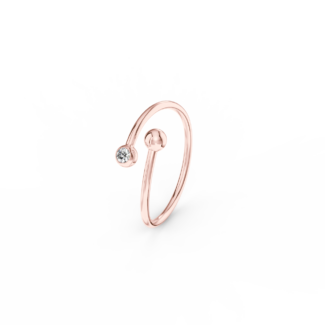 Prsten Swirl - růžové zlato, bílý diamant