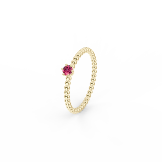 Prsten Bubbles 3 - žluté zlato, rubín