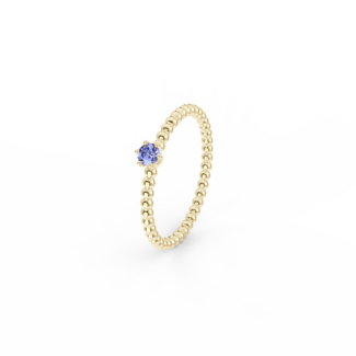 Prsten Bubbles 3 - žluté zlato, tanzanit