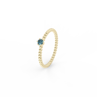 Prsten Bubbles 3 - žluté zlato, london topaz