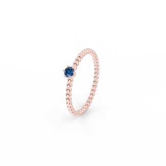 Prsten Bubbles 3 - růžové zlato, modrý safír