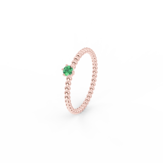 Prsten Bubbles 3 - růžové zlato, smaragd