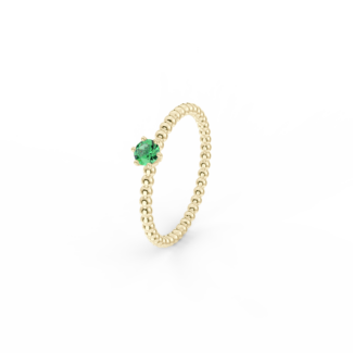 Prsten Bubbles 3,5 - žluté zlato, smaragd