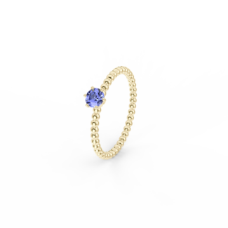 Prsten Bubbles 4 - žluté zlato, tanzanit