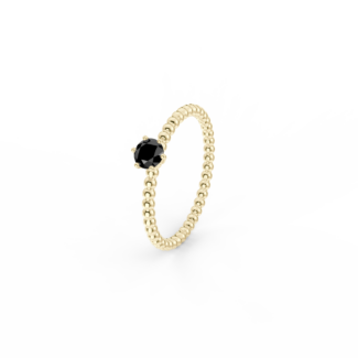 Prsten Bubbles 4 - žluté zlato, černý diamant