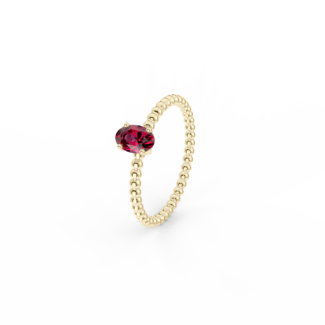 Prsten Bubbles Oval - žluté zlato, rubín