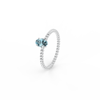 Prsten Bubbles Oval - bílé zlato, Swiss topaz