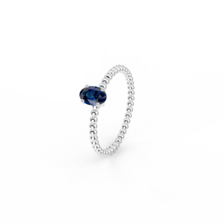 Prsten Bubbles Oval - bílé zlato, modrý safír