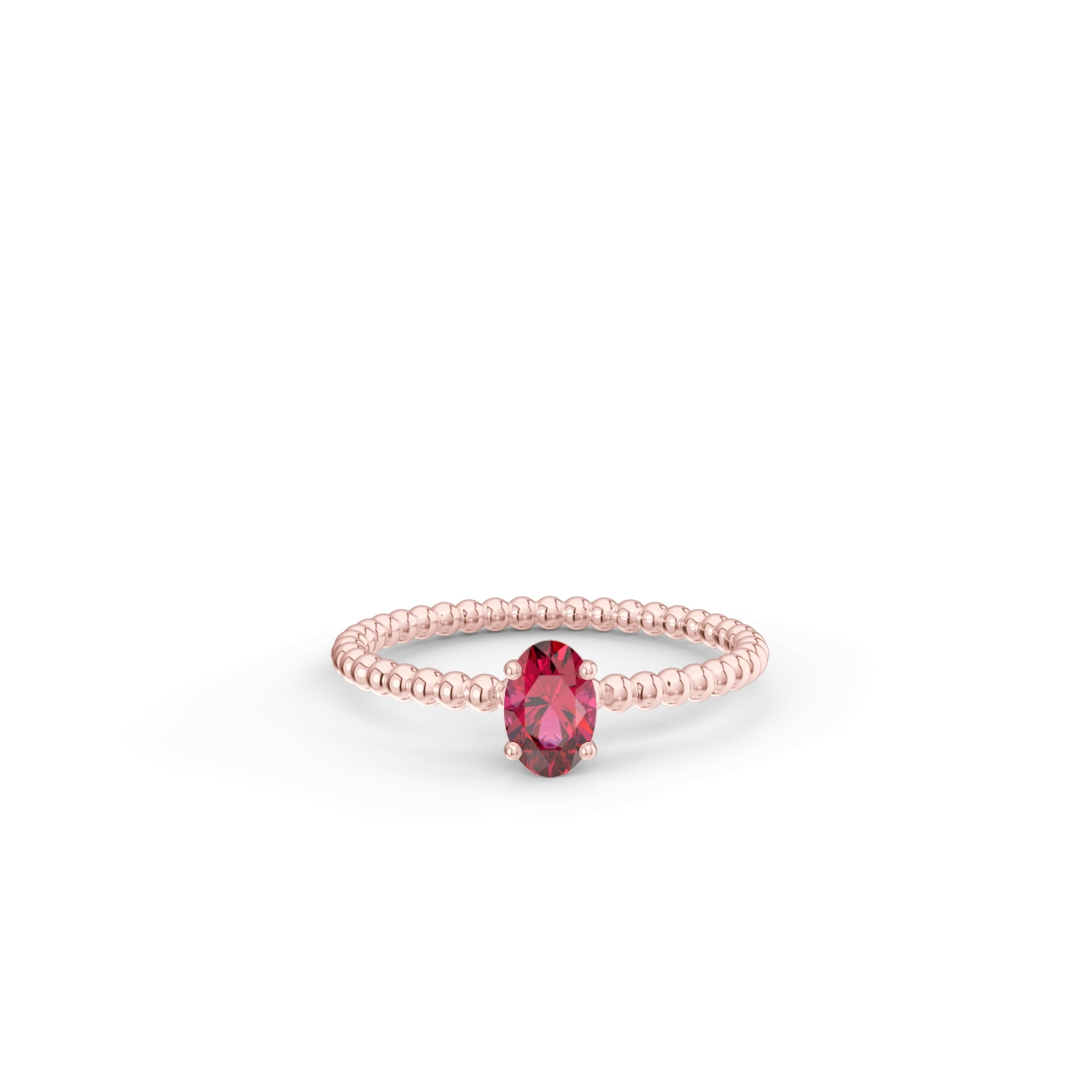 Prsten Bubbles Oval - růžové zlato, rubín - Obrázek 2