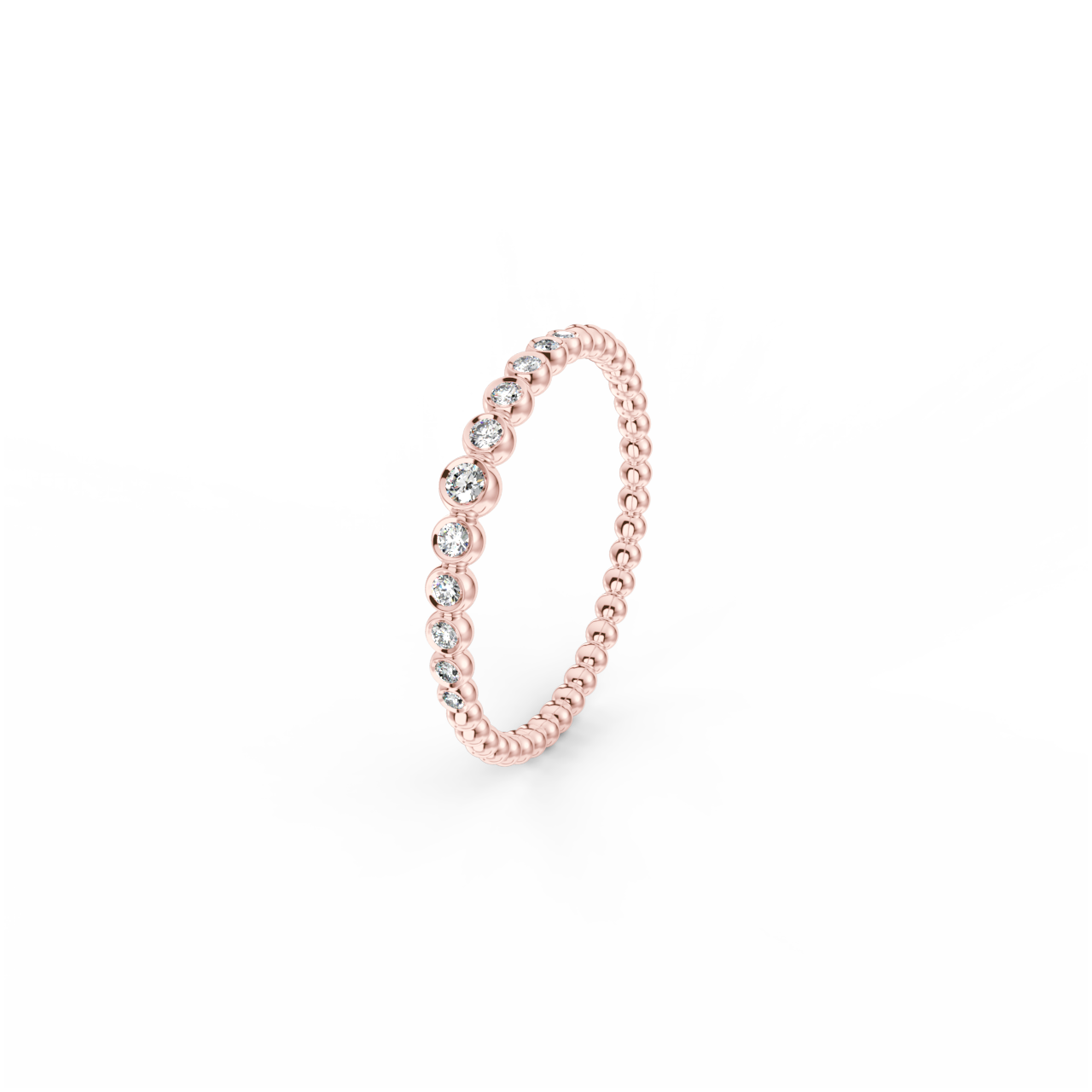 Prsten Bubbles C - růžové zlato, bílé diamanty