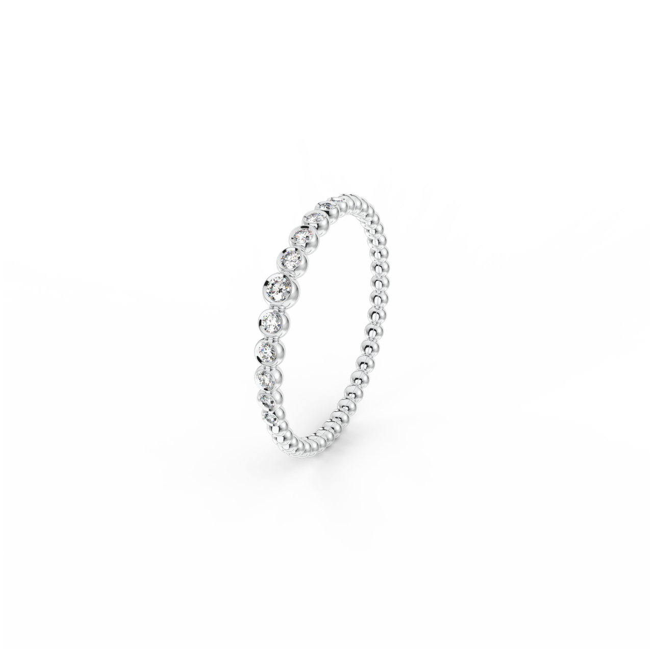 Prsten Bubbles C - bílé zlato, bílé diamanty