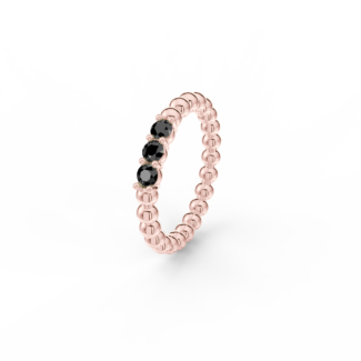 Prsten Bubbles Shine B - růžové zlato, černé diamanty