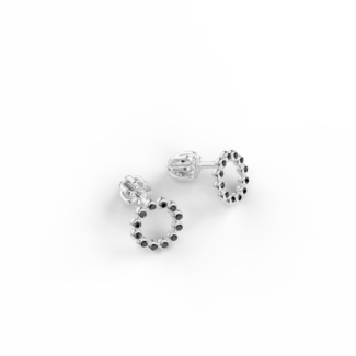 Náušnice Circle - bílé zlato, černý diamant