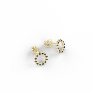 Náušnice Circle - žluté zlato, černý diamant