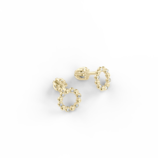 Náušnice Circle B - žluté zlato, bílý diamant