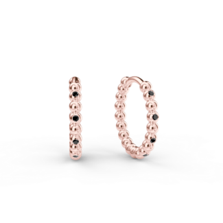 Náušnice Hoops - růžové zlato, černý diamant