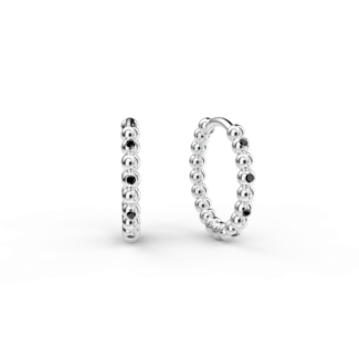 Náušnice Hoops - bílé zlato, černý diamant