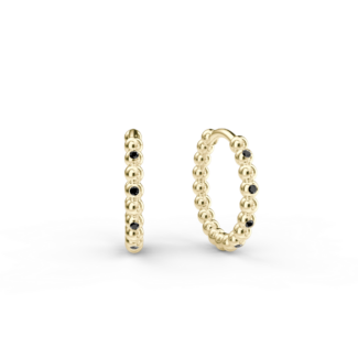 Náušnice Hoops - žluté zlato, černý diamant