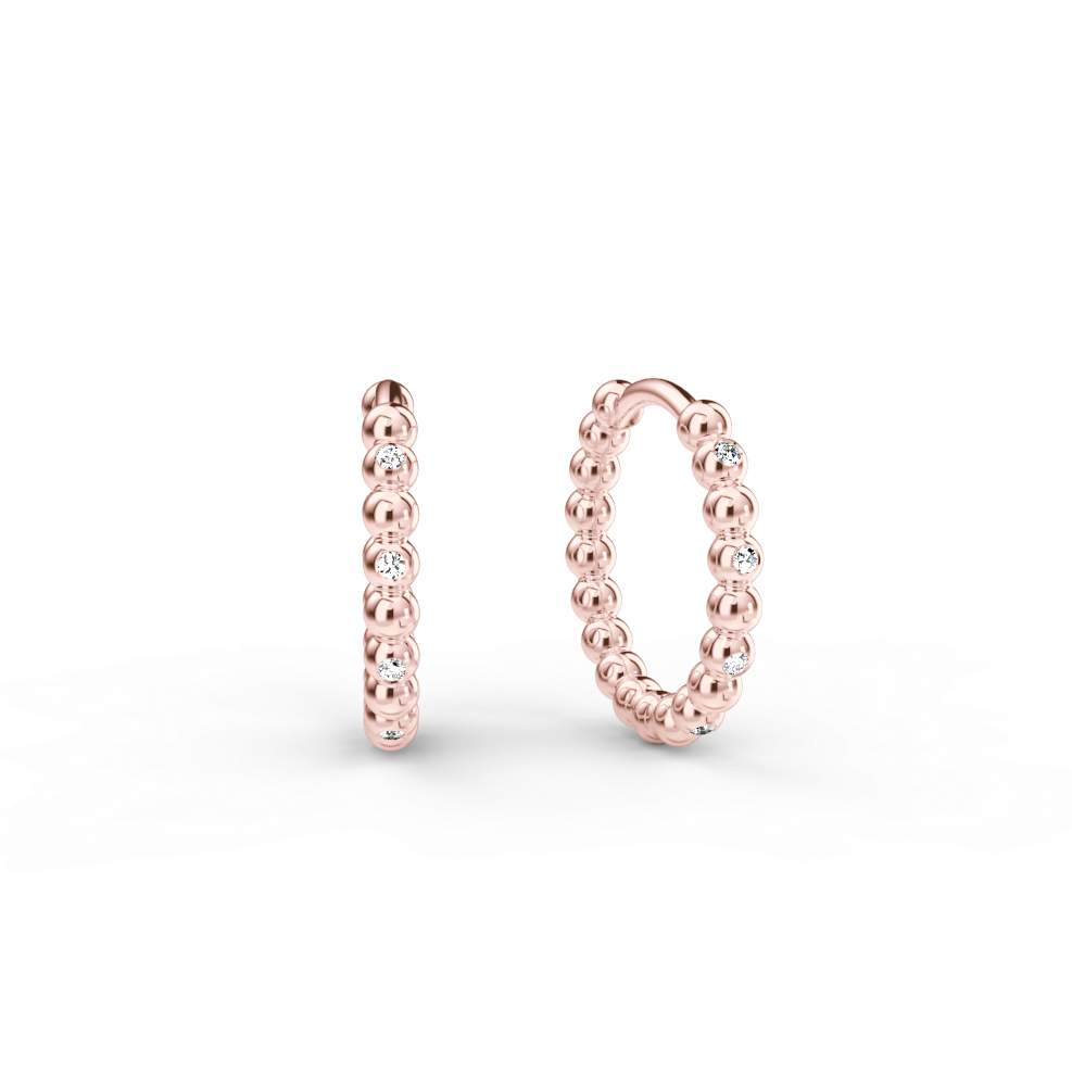 Náušnice Hoops - růžové zlato, bílý diamant