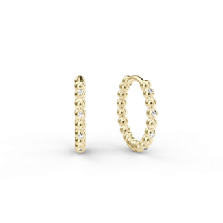 Náušnice Hoops - žluté zlato, bílý diamant