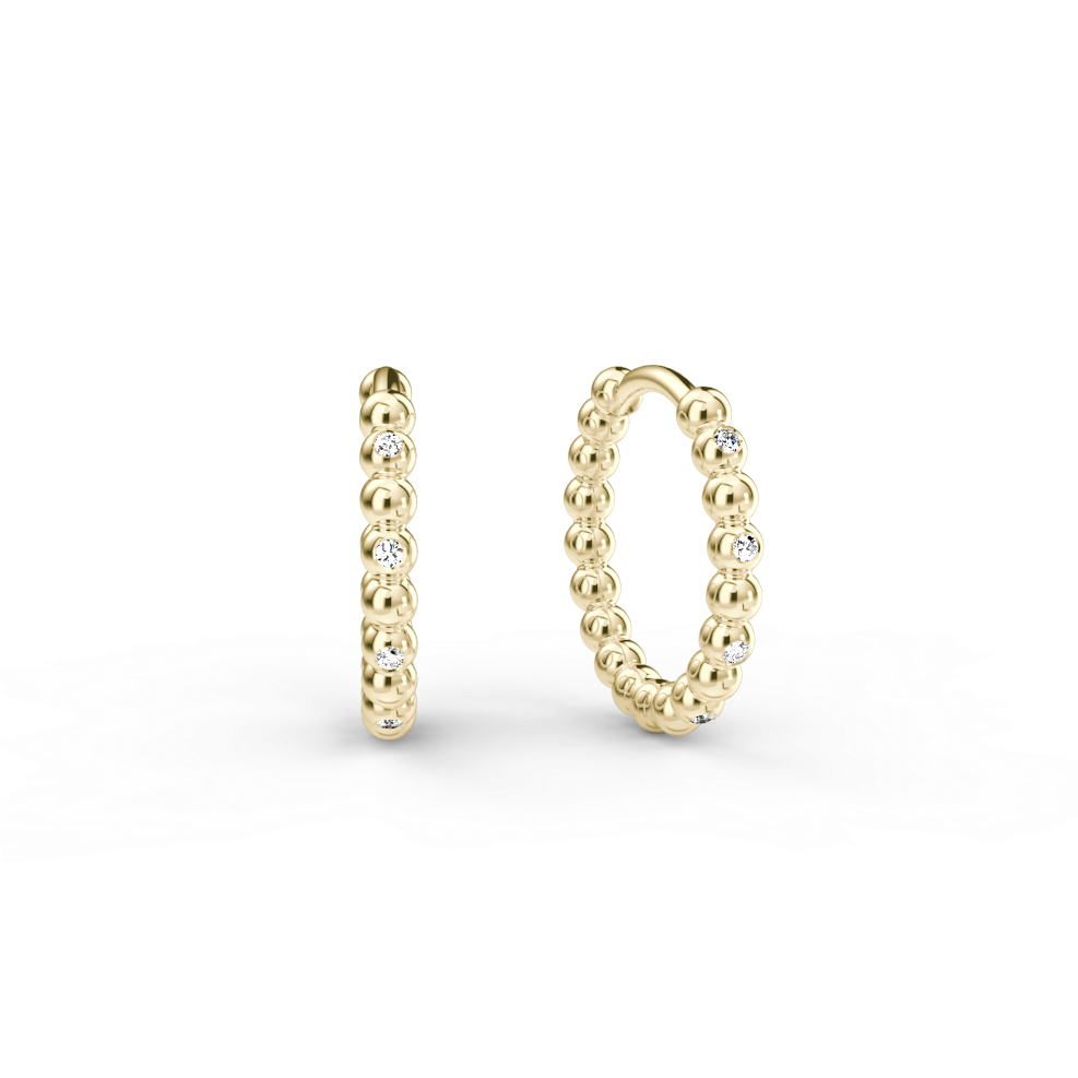 Náušnice Hoops - žluté zlato, bílý diamant