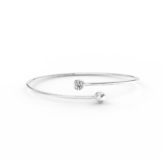 Náramek C Minimalist - bílé zlato, bílý diamant