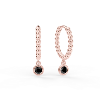 Náušnice Button B - růžové zlato, černý diamant