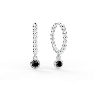 Náušnice Button B - bílé zlato, černý diamant