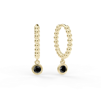 Náušnice Button B - žluté zlato, černý diamant