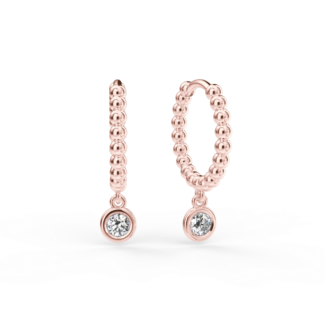 Náušnice Button B - růžové zlato, bílý diamant