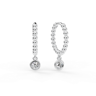 Náušnice Button B - bílé zlato, bílý diamant