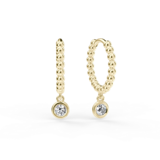 Náušnice Button B - žluté zlato, bílý diamant