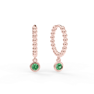 Náušnice Button B - růžové zlato, smaragd