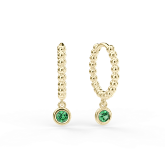 Náušnice Button B - žluté zlato, smaragd