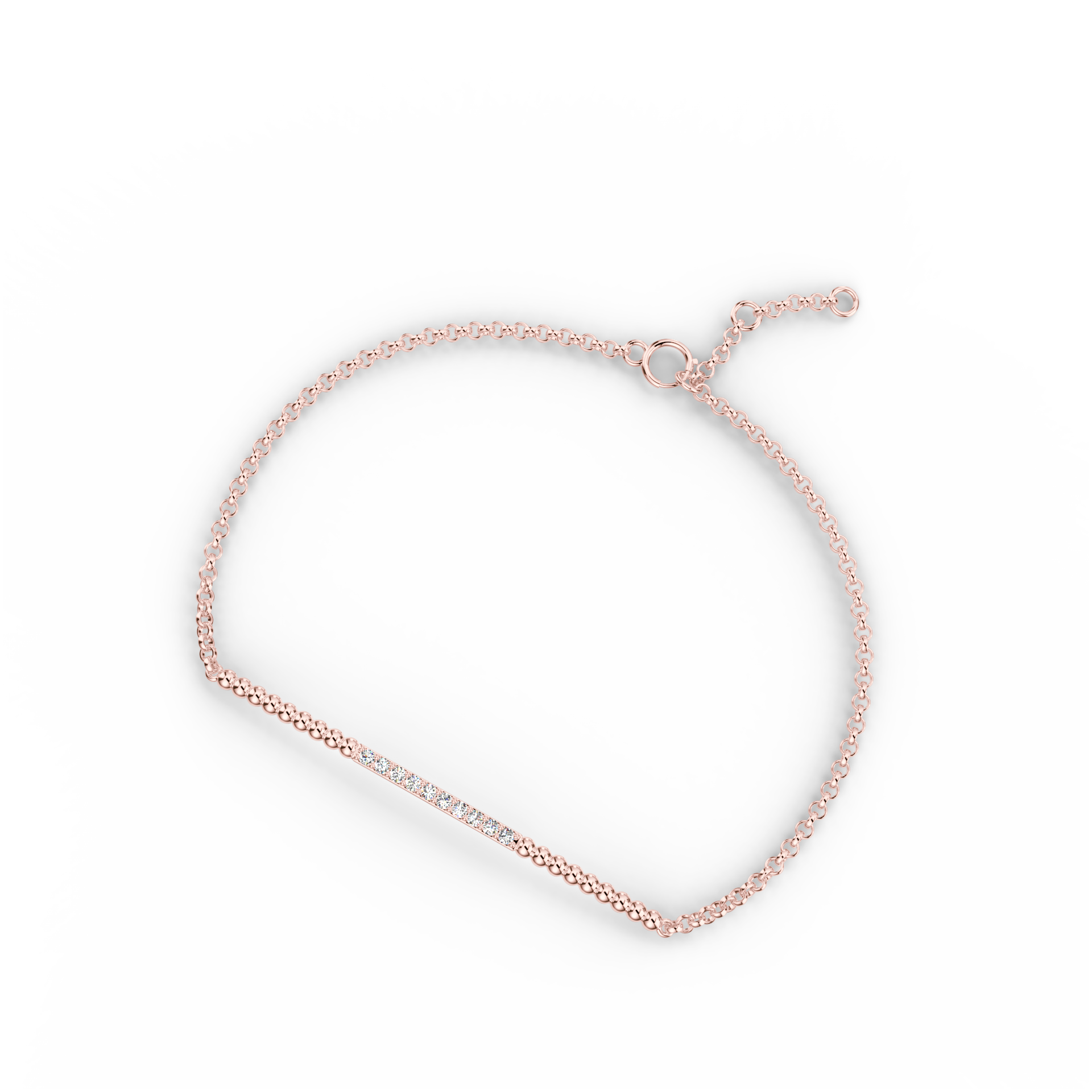 Náramek Ray - růžové zlato, bílý diamant