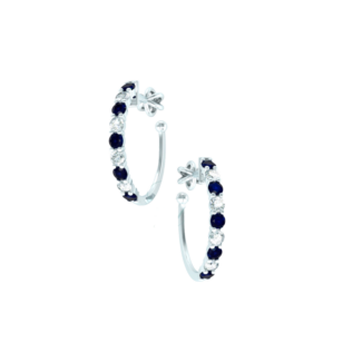 Náušnice Clementine - bílé zlato, modré safíry
