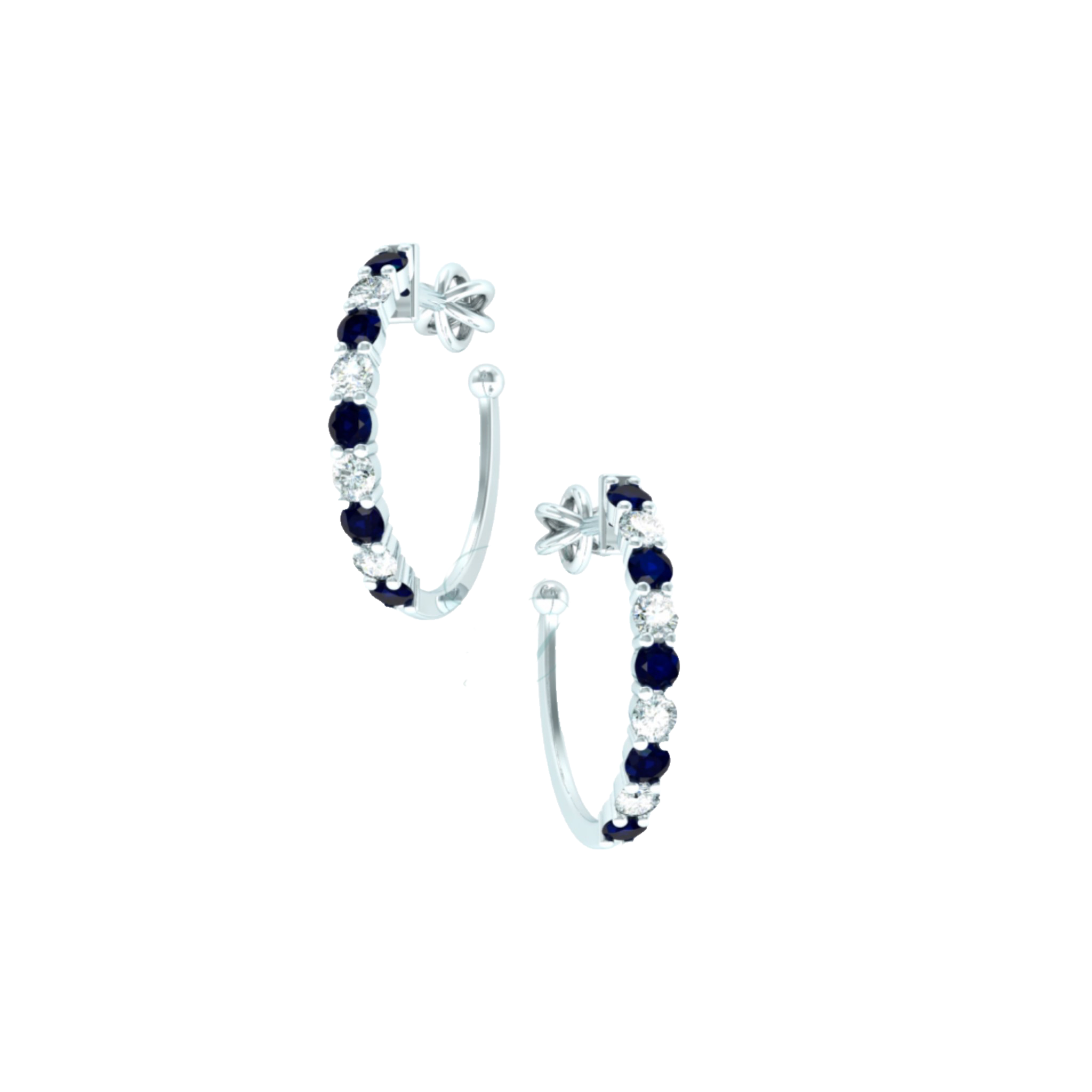 Náušnice Clementine - bílé zlato, modré safíry
