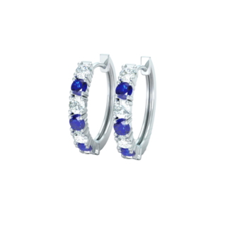 Náušnice Celline - bílé zlato, modré safíry