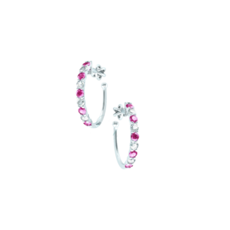 Náušnice Clementine - bílé zlato, růžové safíry