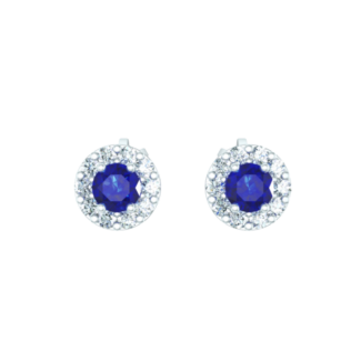 Náušnice Charlotte - bílé zlato, modré safíry