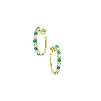 Náušnice Clementine - žluté zlato, smaragdy