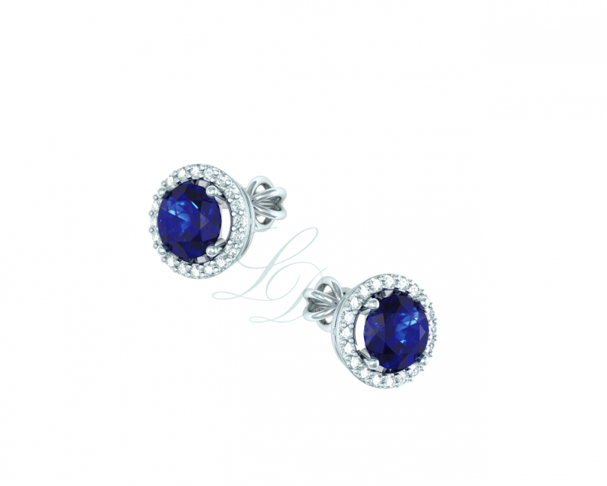 Náušnice Chantal - bílé zlato, modré safíry - Obrázek 2