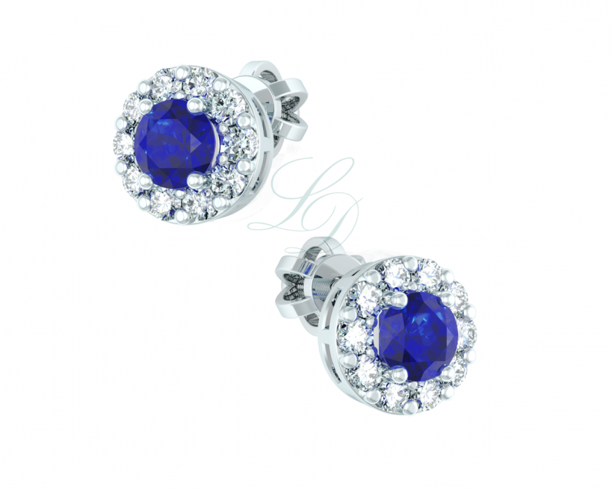 Náušnice Charlotte - bílé zlato, modré safíry - Obrázek 2