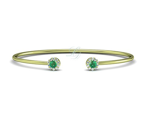 Náramek A Charlotte - žluté zlato, smaragdy - Obrázek 3