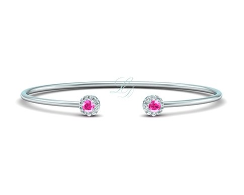 Náramek A Charlotte - bílé zlato, růžové safíry - Obrázek 3