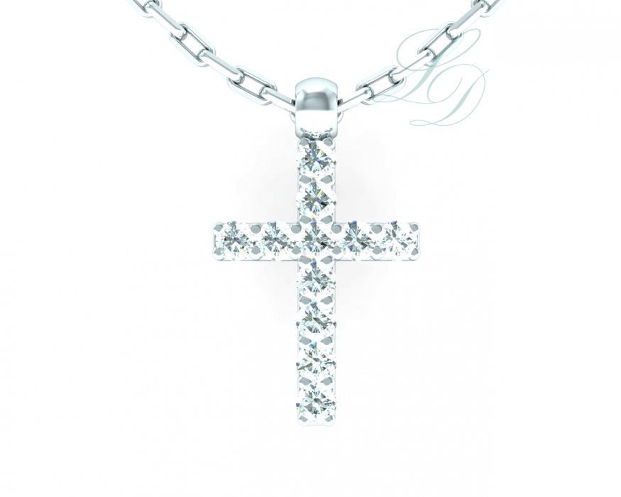 Přívěsek Crosslet Elegant - bílé zlato, diamanty - Obrázek 2