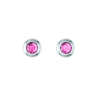 Náušnice Button - bílé zlato, růžové safíry
