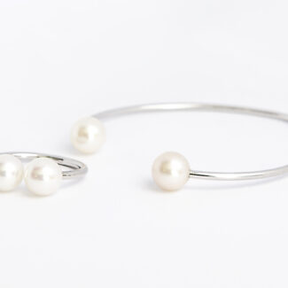 Perlový náramek - bílé zlato